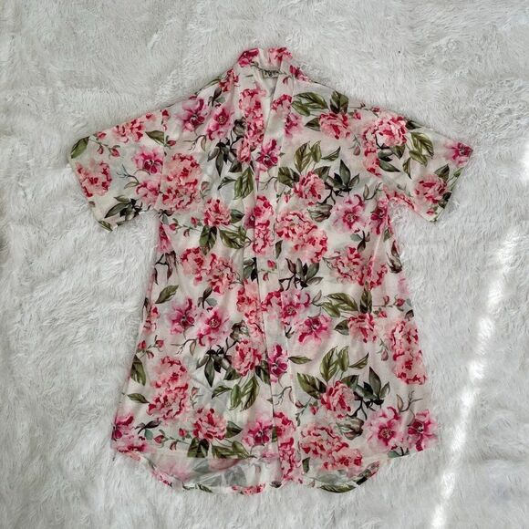 Show Me Your MuMu White Pink Floral Cover Up Open Cardigan One Size - Picture 1 of 10